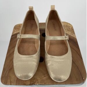 Dr Scholls Timeless Mary Jane Ballet Flats Womens 8.5 Gold Metallic Chic Comfort